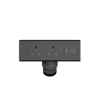 Axessline Desk - 2 eluttag typ G, 2 USB-A laddare, svart